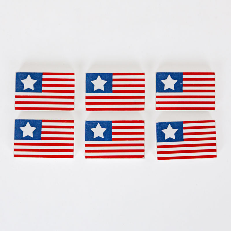 2.75" X 1.75" X .25" Wood Shapes Set of 6 (Flags) Red/White/Blue