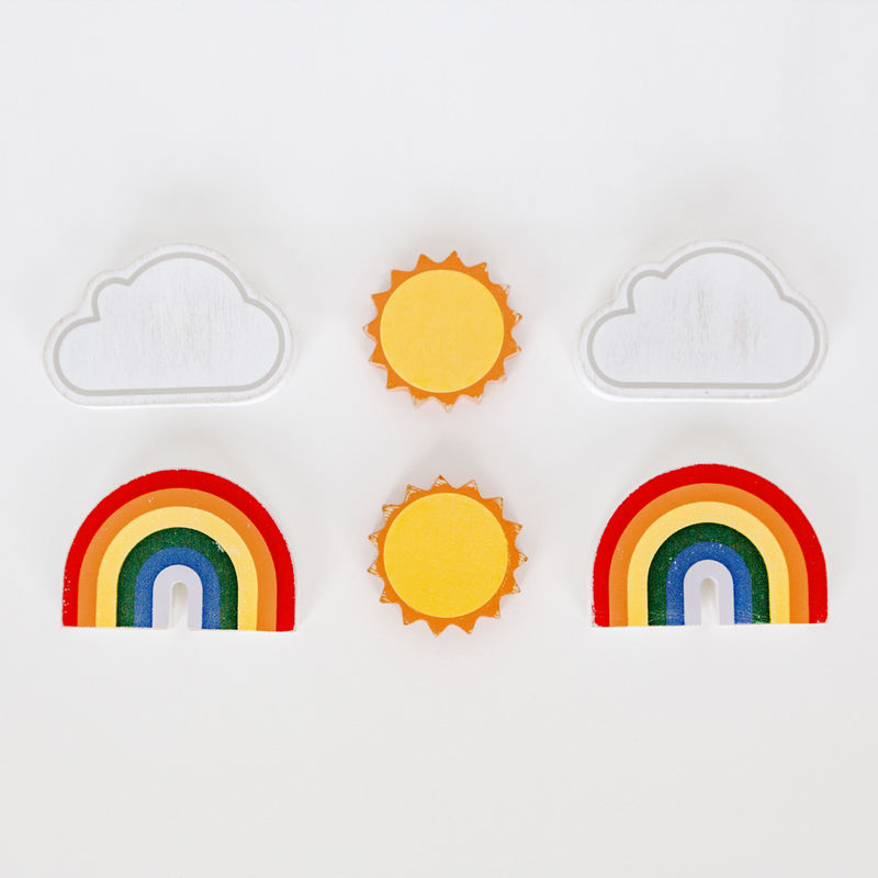 2.75" x 1.75" X .25" Wood Shapes Set of 6 (Weather) Multicolor