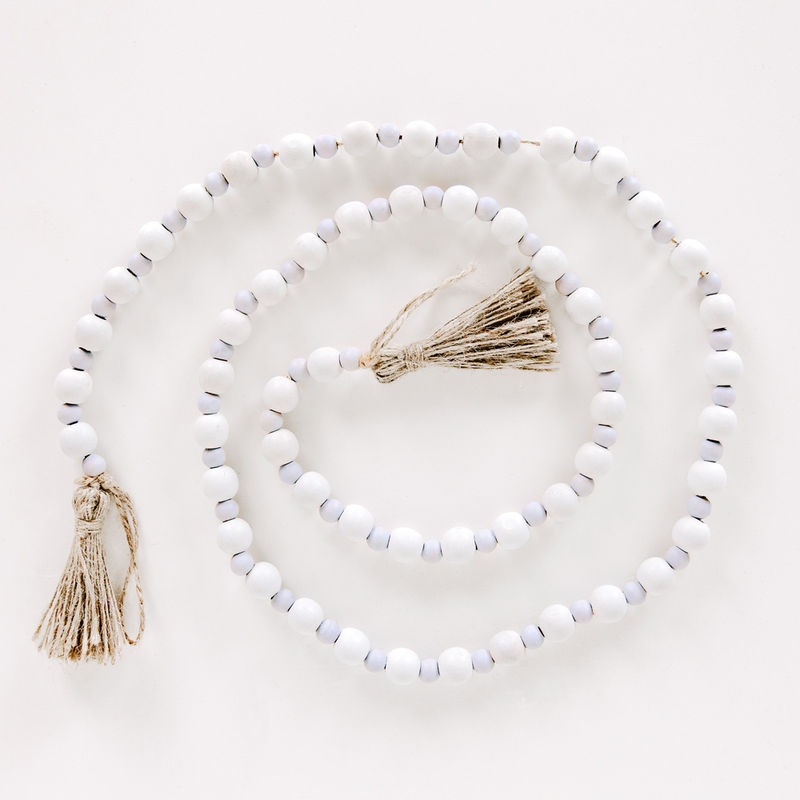 48" X .5" Wood Bead Garland, White/Black