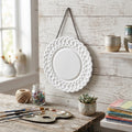 7" Metal Embossed Hanging Sign - White