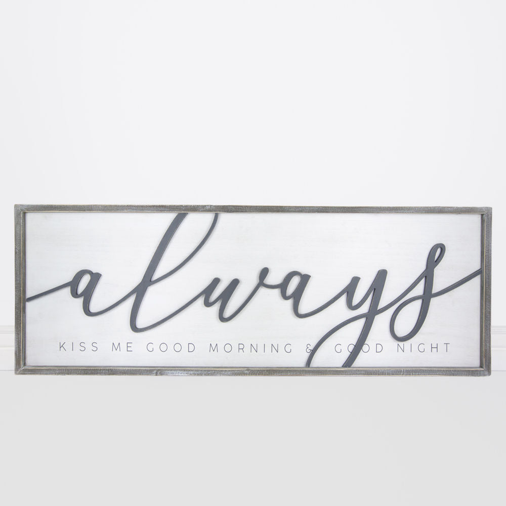 47" x 16" Reversible Wood Framed Wall Art - You/me | White and Gray