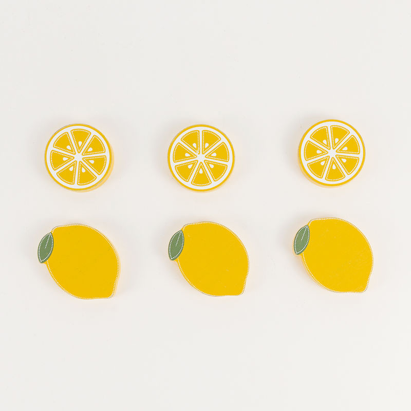 2.25" X 1.75" X .25" Wood Shapes Set of 6 (Lemons) Yellow/White/Green