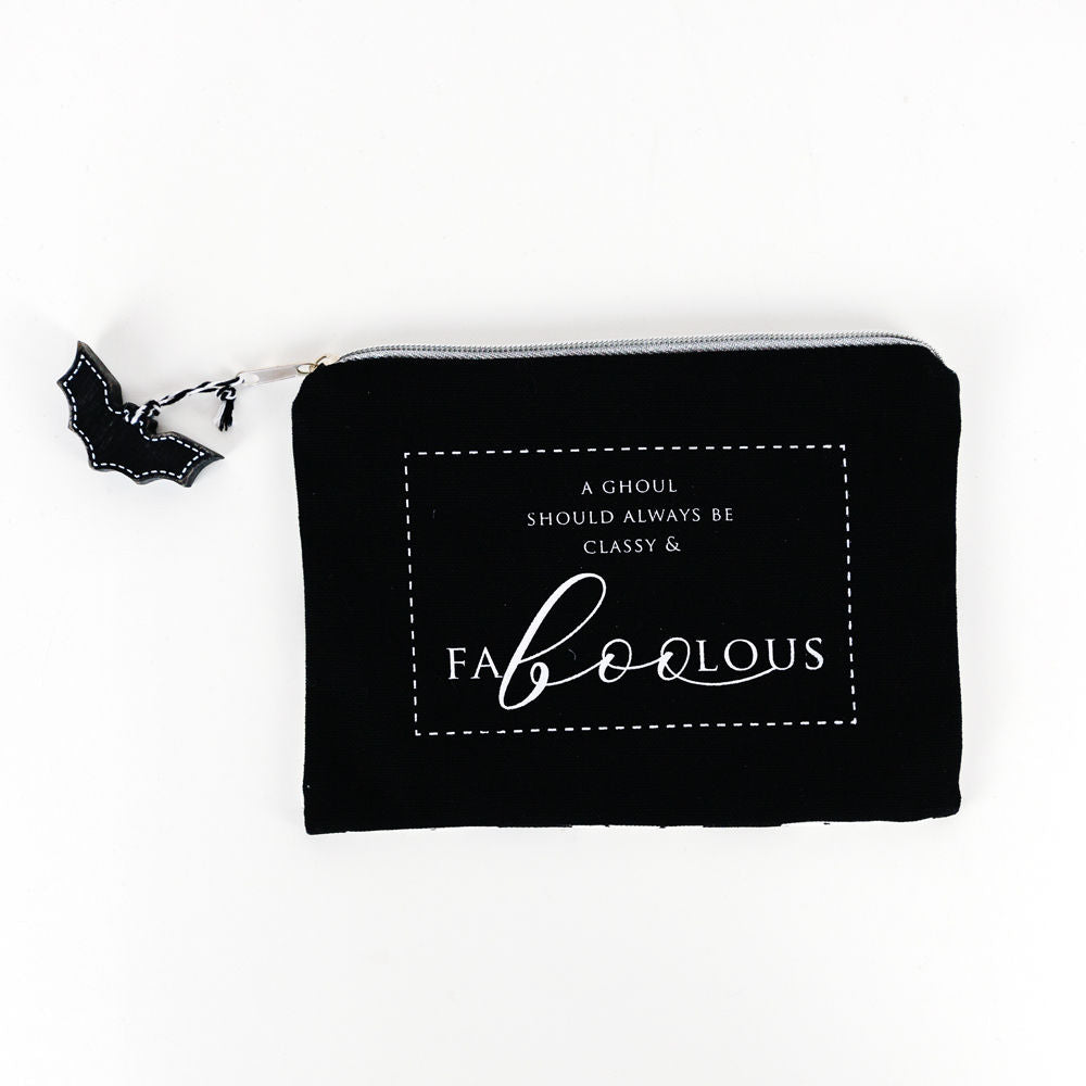 8.5" x 6" Canvas Clutch - Faboolous | Black and White