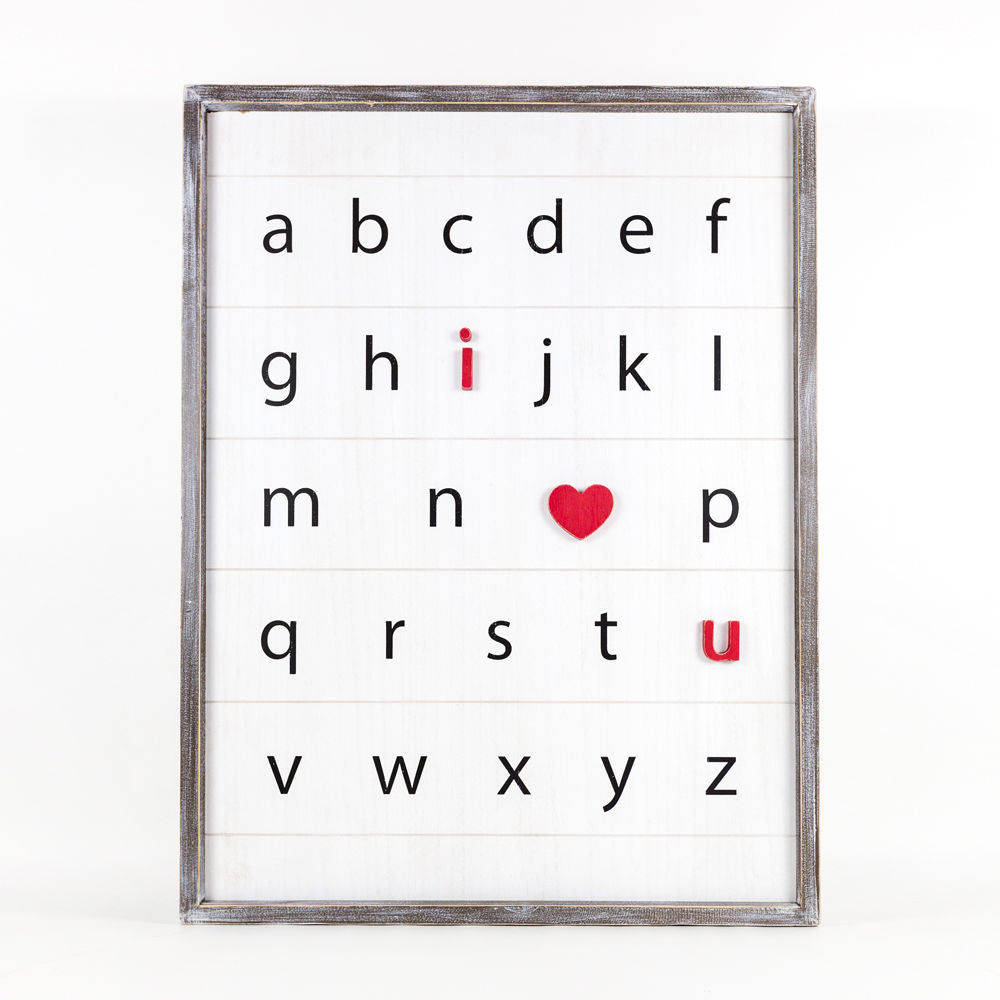 24" x 32" Reversible Wood Framed Sign - Kissing Booth/Alphabet | White, Red and Black