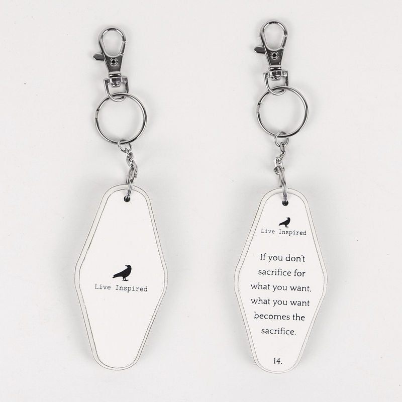 1.7x3.5x.5 rvs wd keychain (SACRIFICE) wh/bk — supplier image