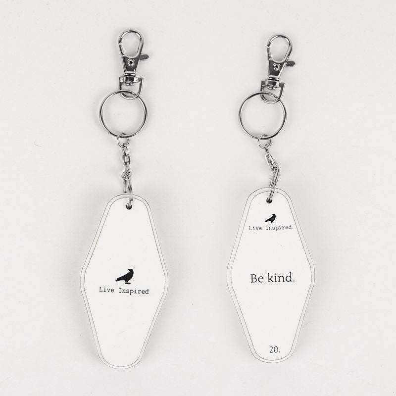 1.7x3.5x.5 rvs wd keychain (BE KND) wh/bk — supplier image