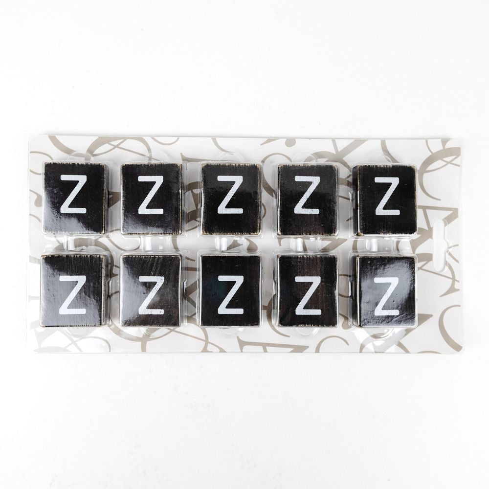 Wood Letter Tiles - "Z" Black & White (Set of 10) | Letterboard Collection