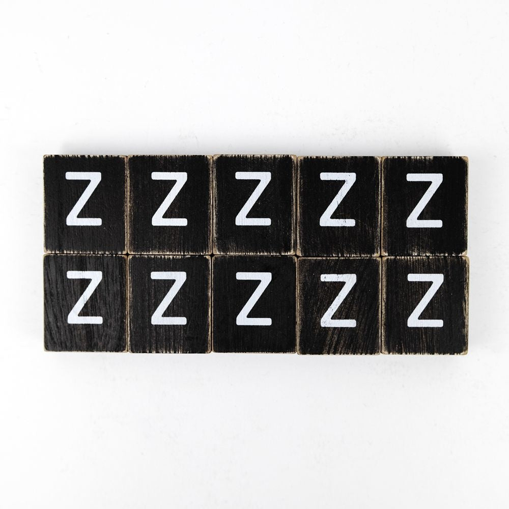 Wood Letter Tiles - "Z" Black & White (Set of 10) | Letterboard Collection