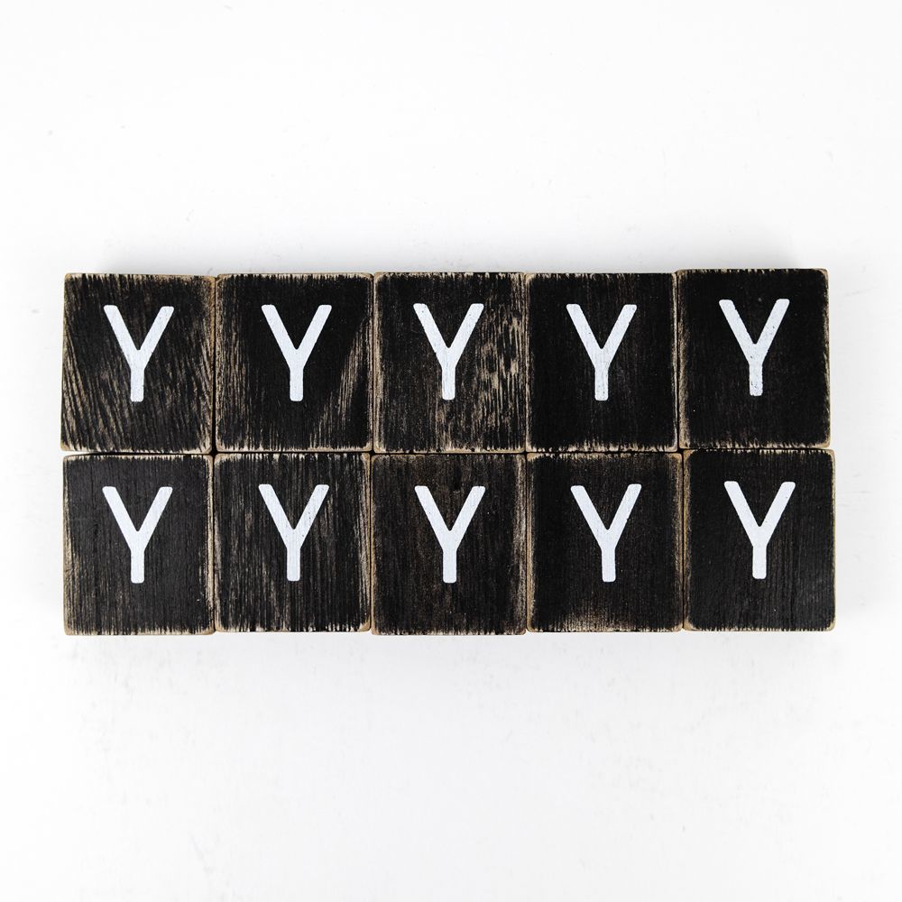Wood Letter Tiles - "Y" Black & White (Set of 10) | Letterboard Collection