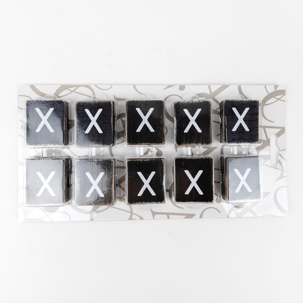 Wood Letter Tiles - "X" Black & White (Set of 10) | Letterboard Collection