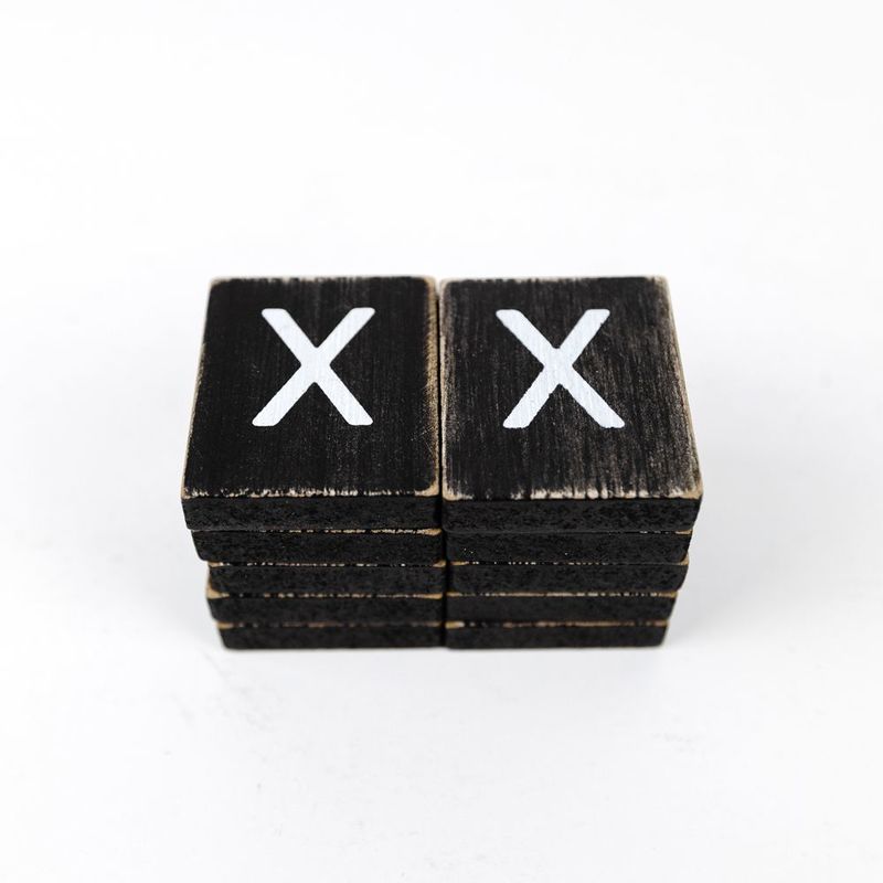 1.5" X 1.75" X .25" Wood Letter Tile Set of 10 (X) Black/White