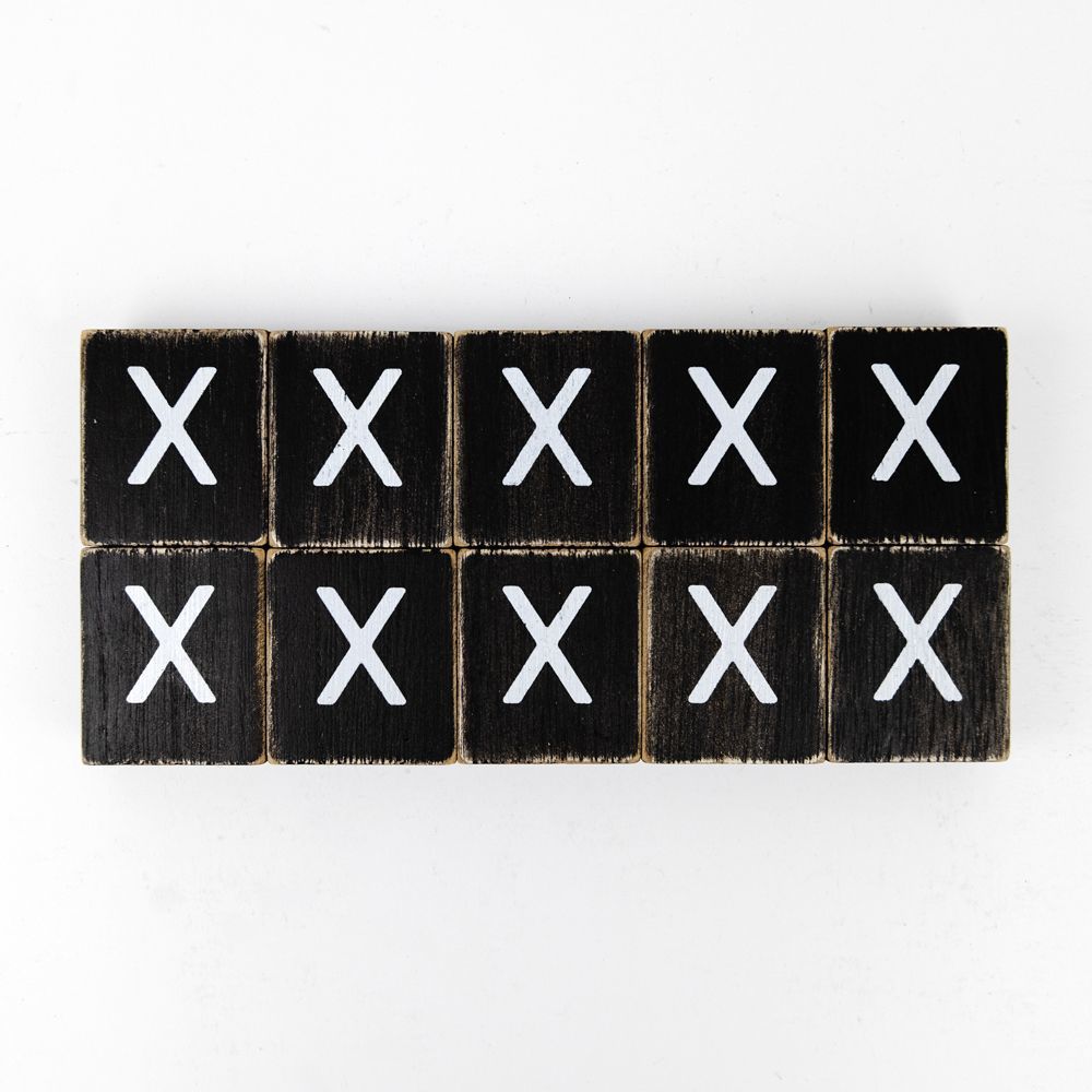 Wood Letter Tiles - "X" Black & White (Set of 10) | Letterboard Collection