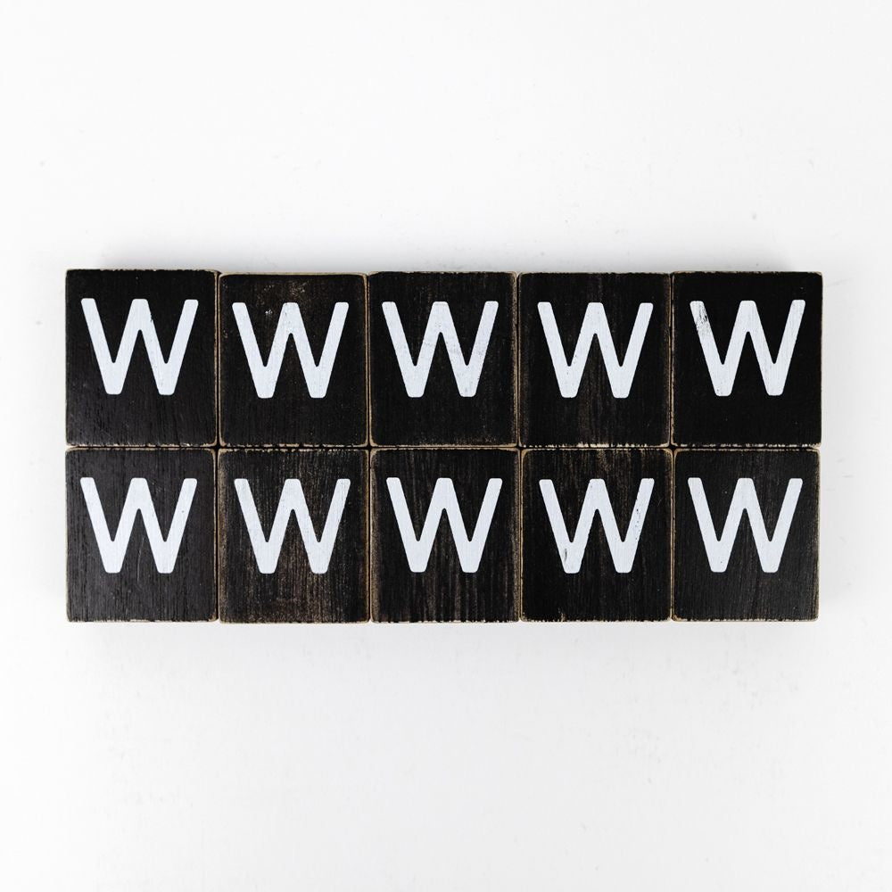 Wood Letter Tiles - "W" Black & White (Set of 10) | Letterboard Collection