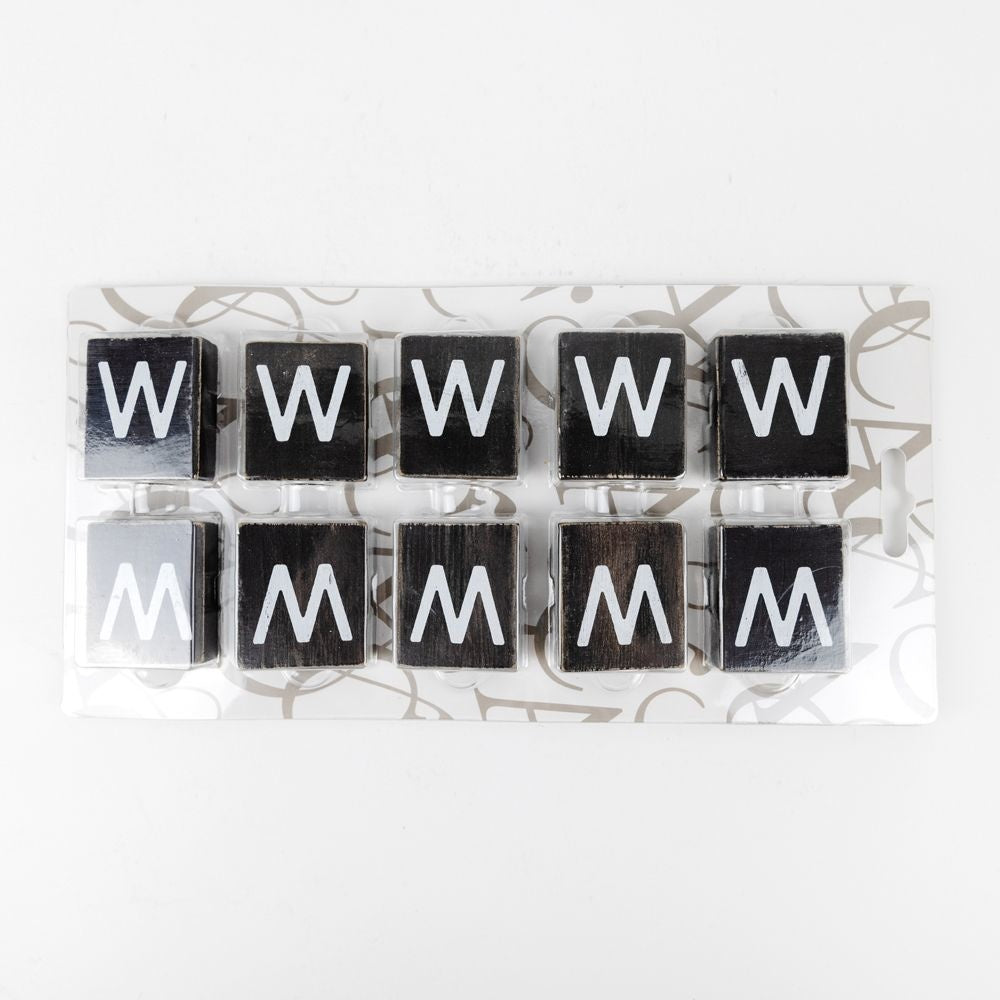 Wood Letter Tiles - "W" Black & White (Set of 10) | Letterboard Collection