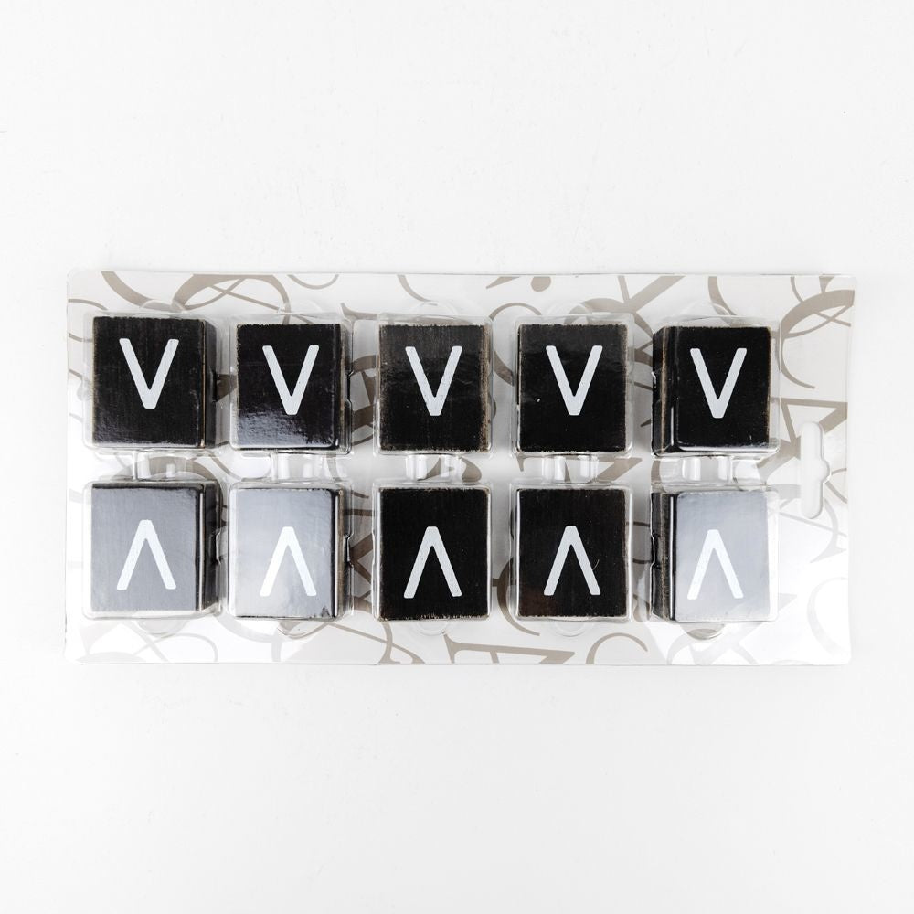 Wood Letter Tiles - "V" Black & White (Set of 10) | Letterboard Collection