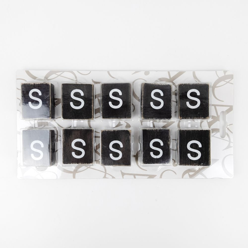 Wood Letter Tiles - "S" Black & White (Set of 10) | Letterboard Collection