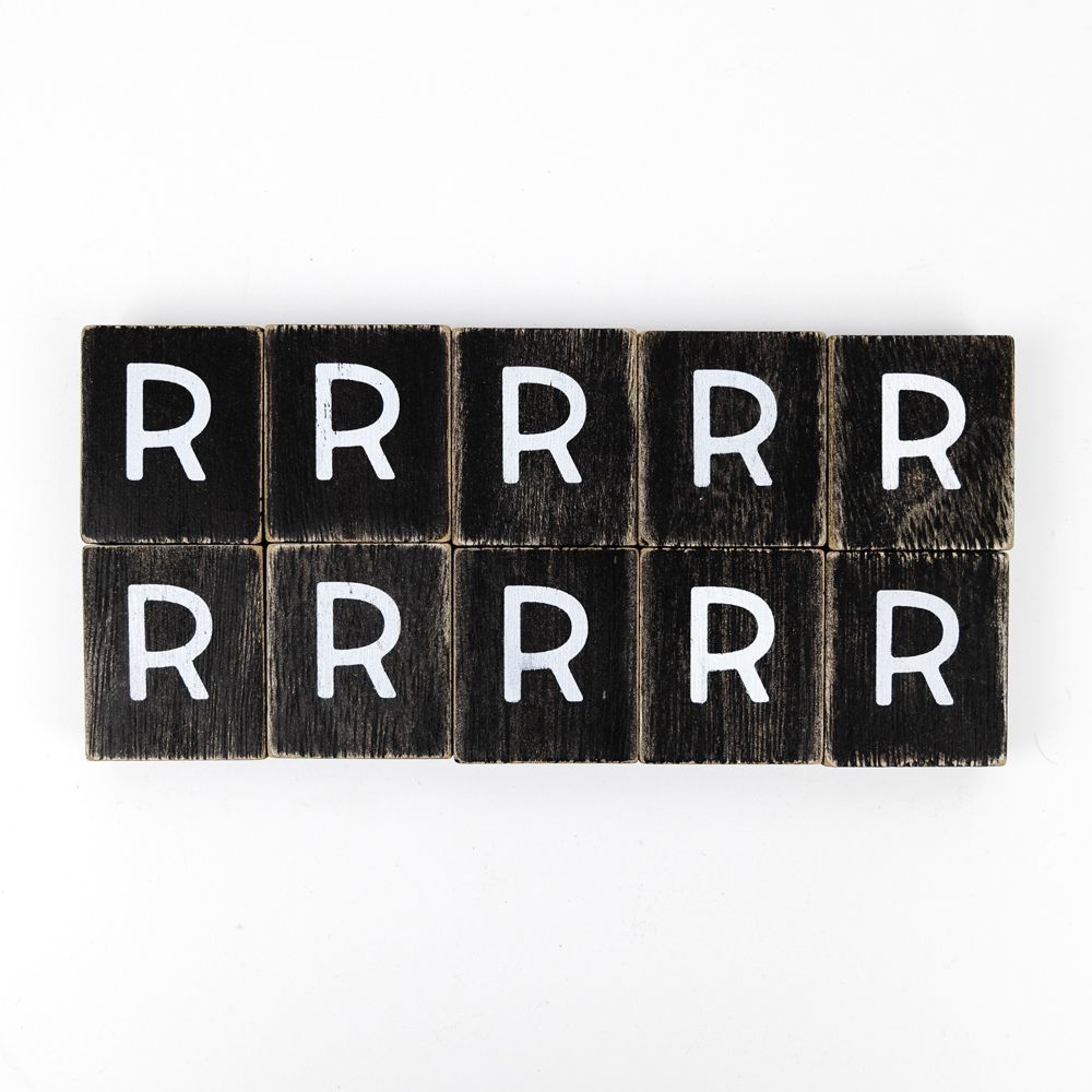 Wood Letter Tiles - "R" Black & White (Set of 10) | Letterboard Collection