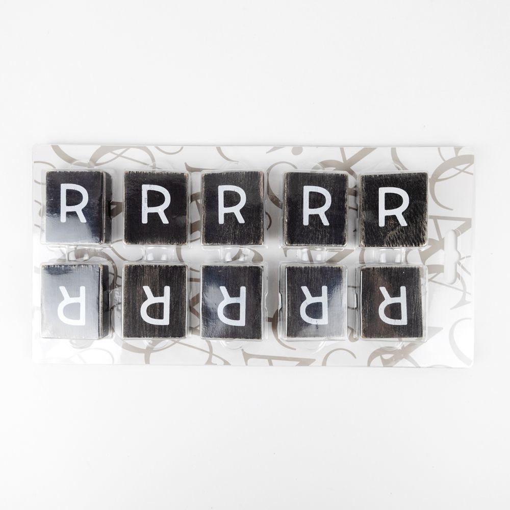 Wood Letter Tiles - "R" Black & White (Set of 10) | Letterboard Collection