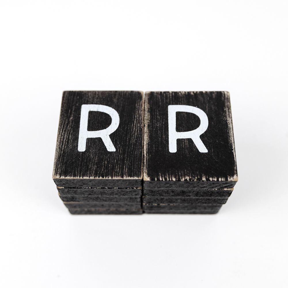 Wood Letter Tiles - "R" Black & White (Set of 10) | Letterboard Collection