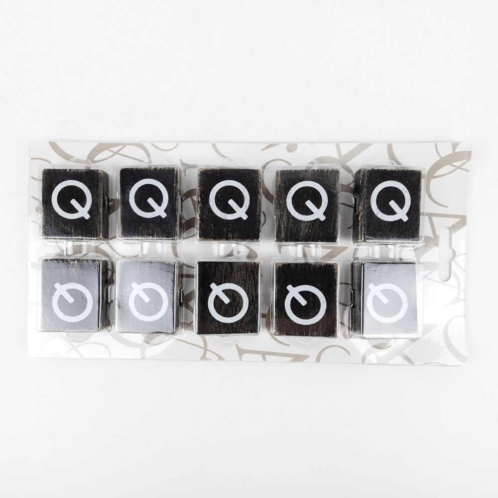Wood Letter Tiles - "Q" Black & White (Set of 10) | Letterboard Collection