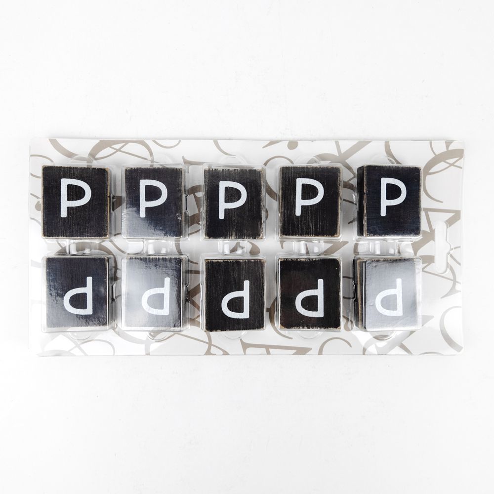 Wood Letter Tiles - "P" Black & White (Set of 10) | Letterboard Collection