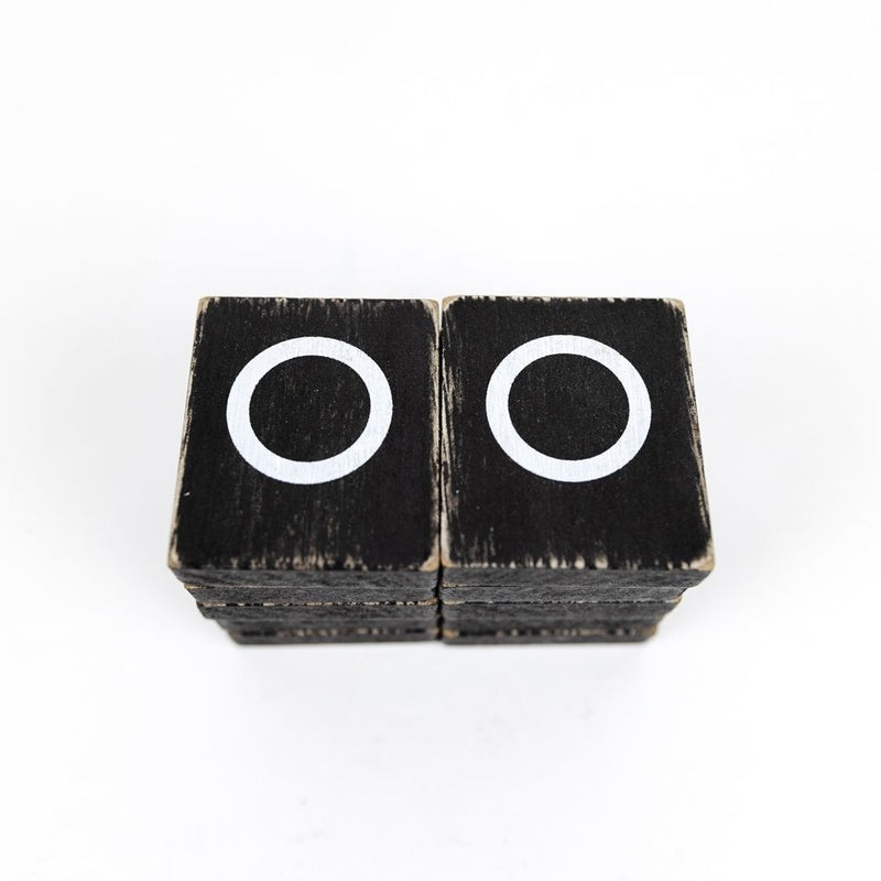 1.5" X 1.75" X .25" Wood Letter Tile Set of 10 (O) Black/White