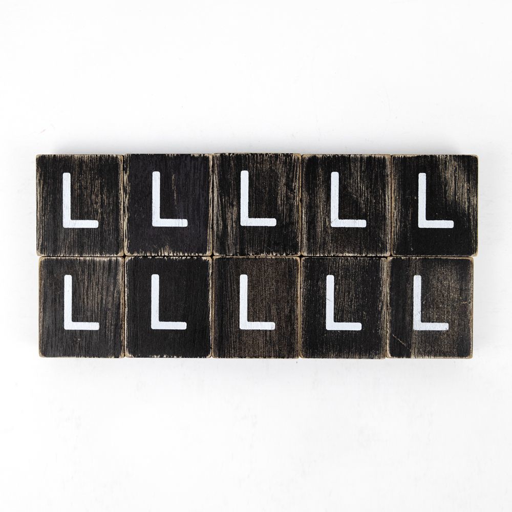 Wood Letter Tiles - "L" Black & White (Set of 10) | Letterboard Collection