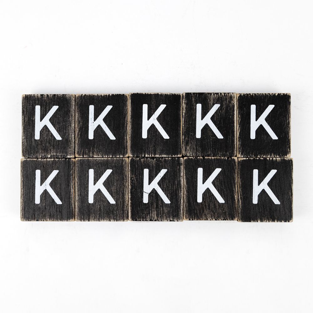 Wood Letter Tiles - "K" Black & White (Set of 10) | Letterboard Collection