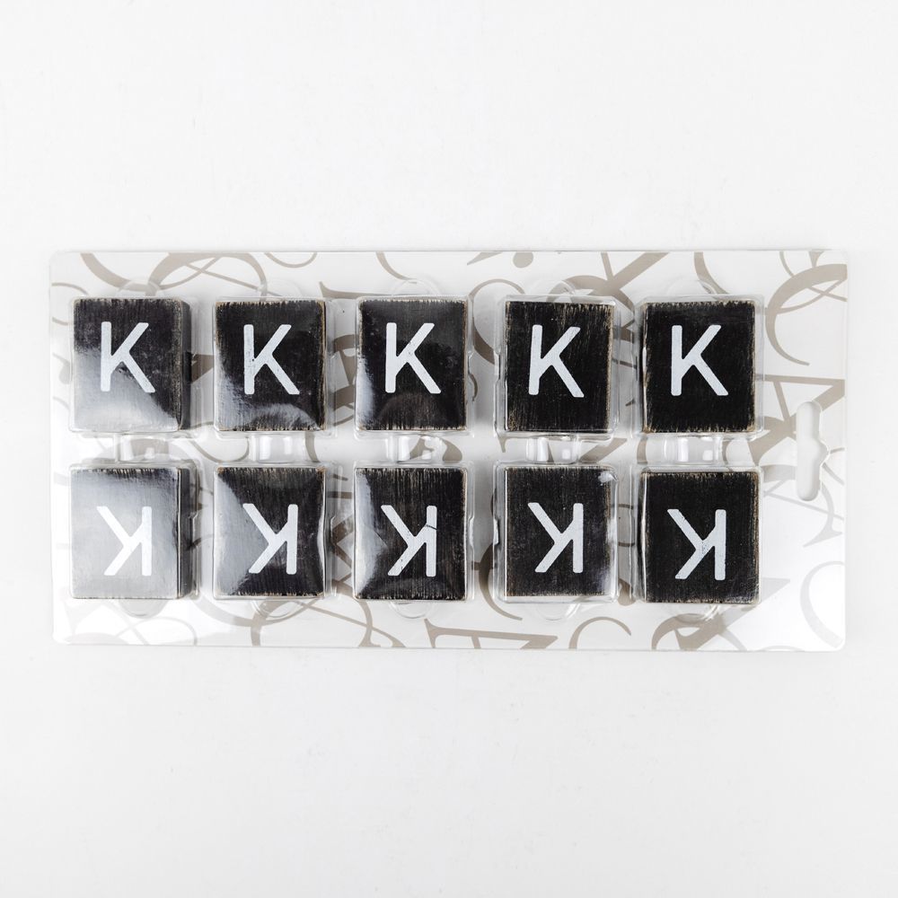 Wood Letter Tiles - "K" Black & White (Set of 10) | Letterboard Collection