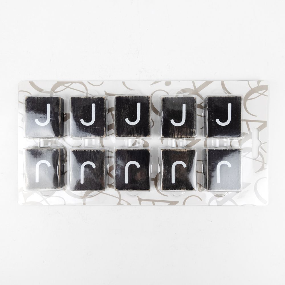 Wood Letter Tiles - "J" Black & White (Set of 10) | Letterboard Collection