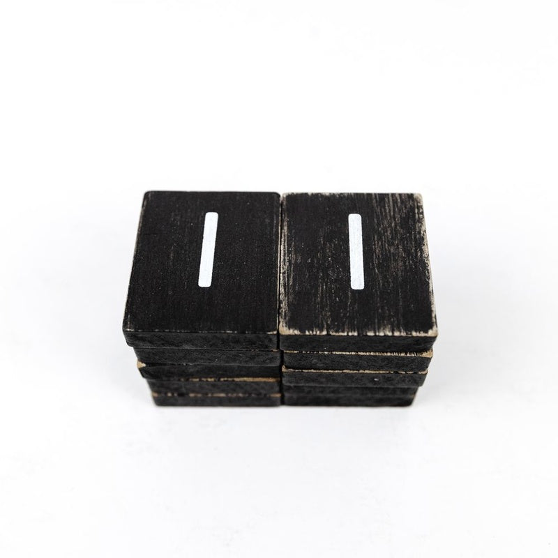 1.5" X 1.75" X .25" Wood Letter Tile Set of 10 (I) Black/White