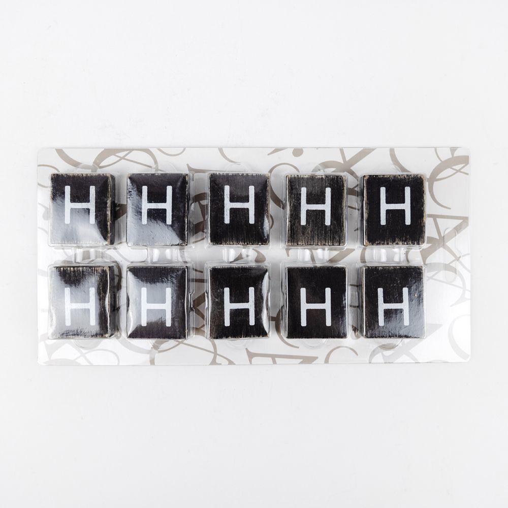 Wood Letter Tiles - "H" Black & White (Set of 10) | Letterboard Collection