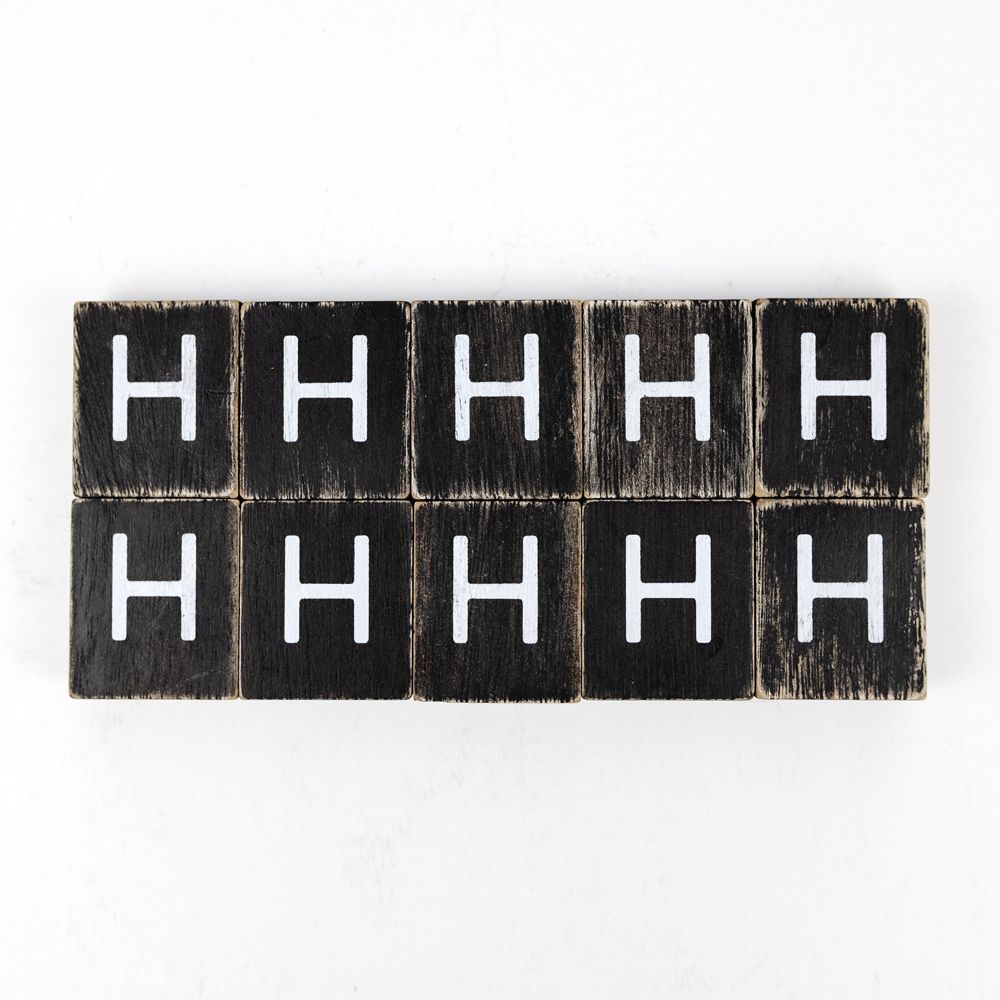 Wood Letter Tiles - "H" Black & White (Set of 10) | Letterboard Collection