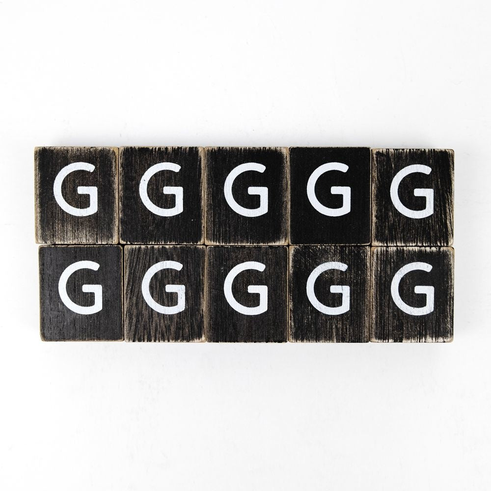 Wood Letter Tiles - "G" Black & White (Set of 10) | Letterboard Collection