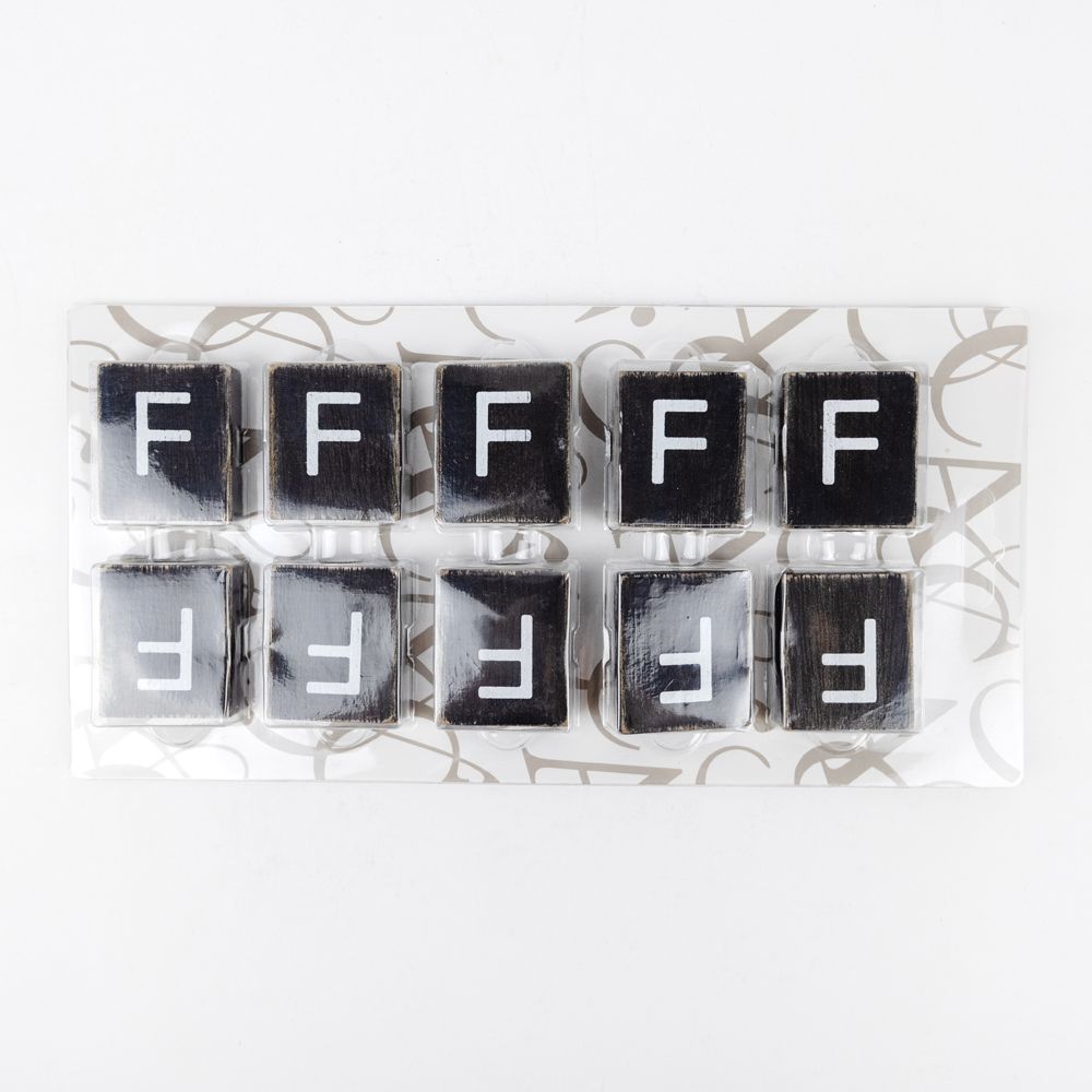 Wood Letter Tiles - "F" Black & White (Set of 10) | Letterboard Collection