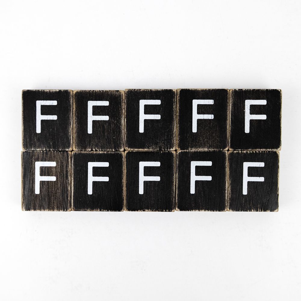 Wood Letter Tiles - "F" Black & White (Set of 10) | Letterboard Collection