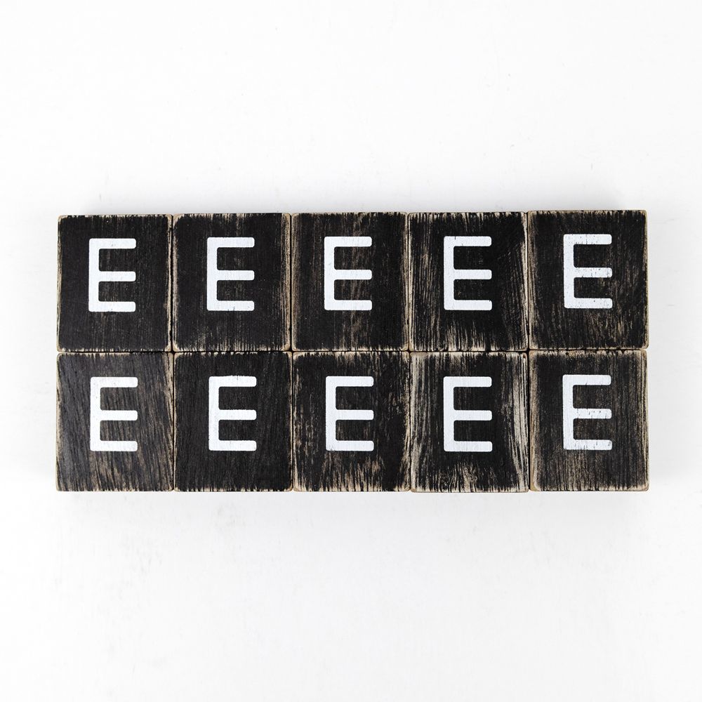 Wood Letter Tiles - "E" Black & White (Set of 10) | Letterboard Collection