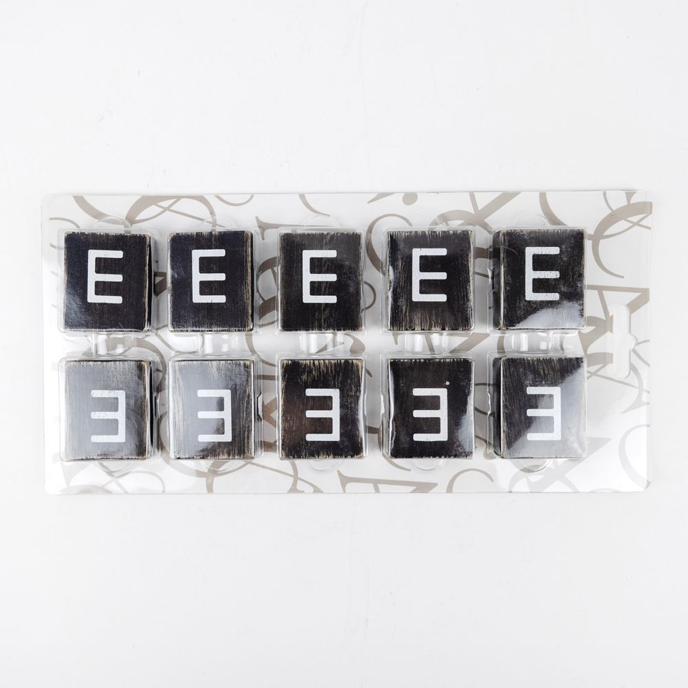 Wood Letter Tiles - "E" Black & White (Set of 10) | Letterboard Collection
