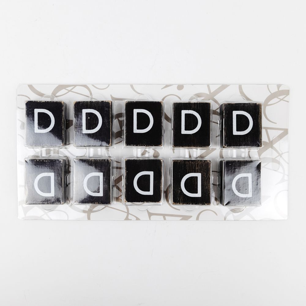 Wood Letter Tiles - "D" Black & White (Set of 10) | Letterboard Collection