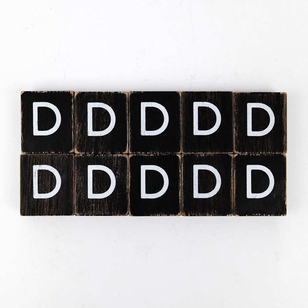 Wood Letter Tiles - "D" Black & White (Set of 10) | Letterboard Collection