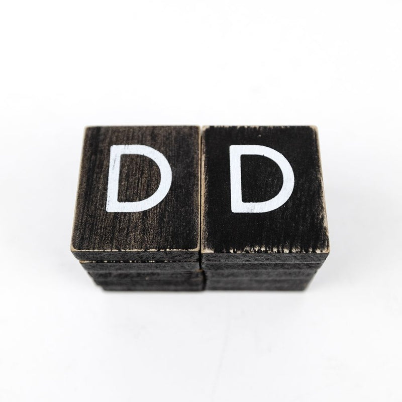 1.5" X 1.75" X .25" Wood Letter Tile Set of 10 (D) Black/White