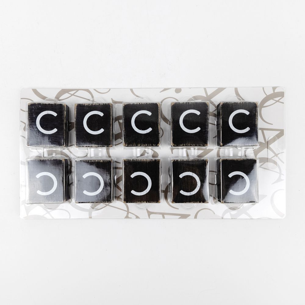 Wood Letter Tiles - "C" Black & White (Set of 10) | Letterboard Collection