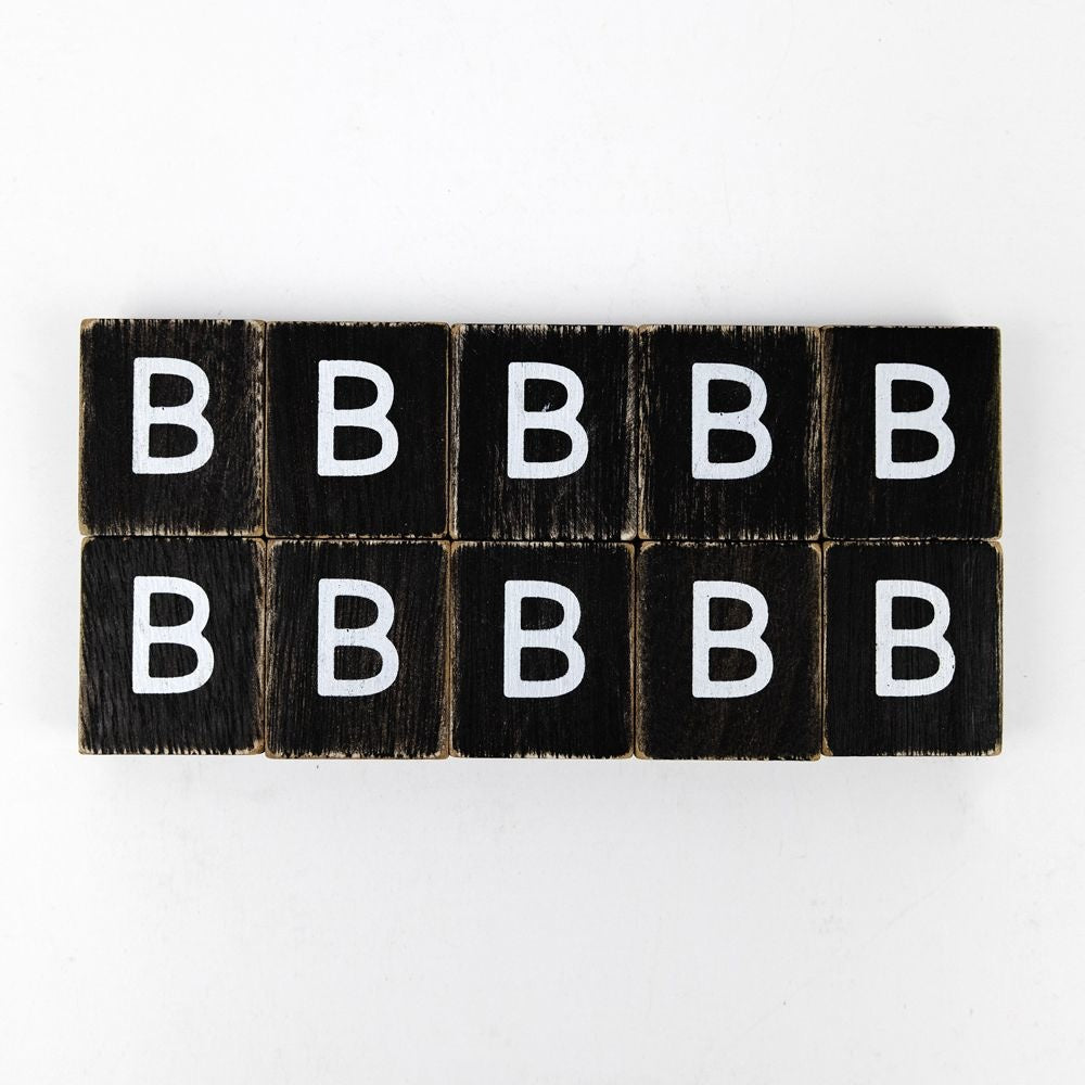 Wood Letter Tiles - "B" Black & White (Set of 10) | Letterboard Collection