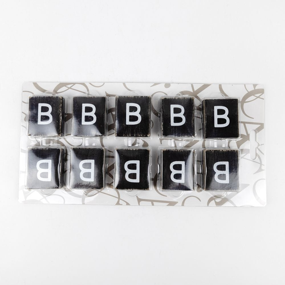 Wood Letter Tiles - "B" Black & White (Set of 10) | Letterboard Collection