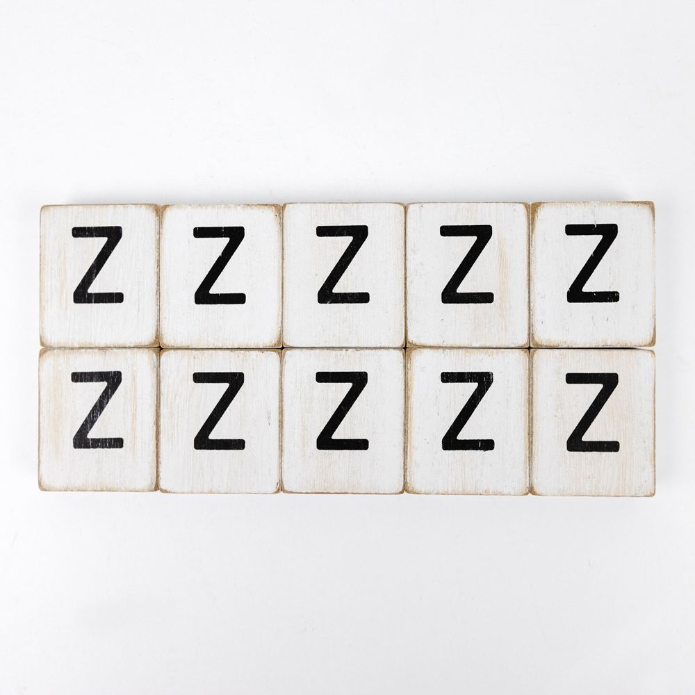 Wood Letter Tiles - "Z" White & Black (Set of 10) | Letterboard Collection