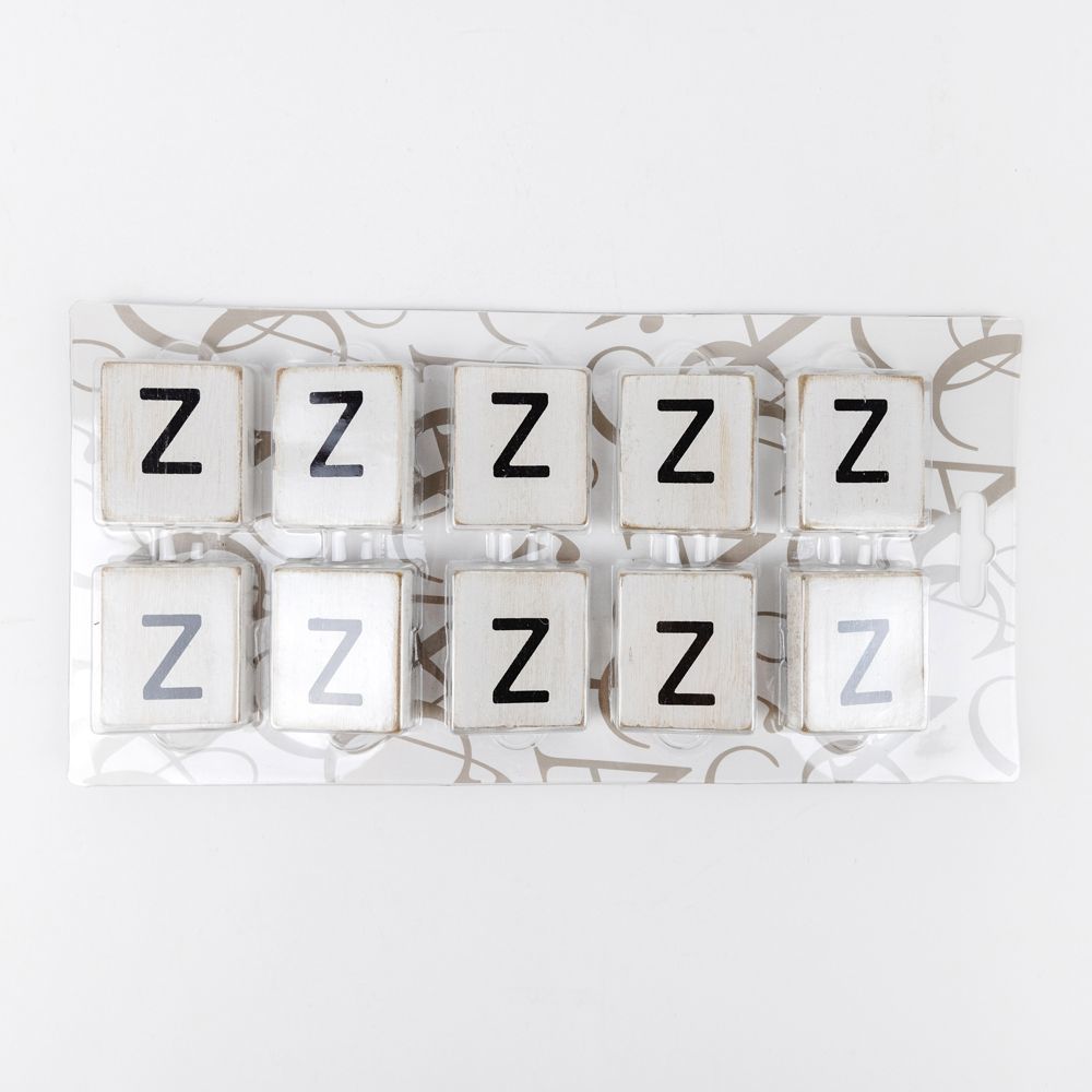 Wood Letter Tiles - "Z" White & Black (Set of 10) | Letterboard Collection