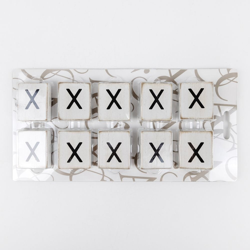 Wood Letter Tiles - "X" White & Black (Set of 10) | Letterboard Collection