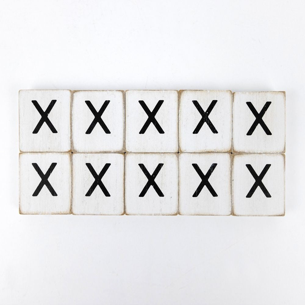 Wood Letter Tiles - "X" White & Black (Set of 10) | Letterboard Collection