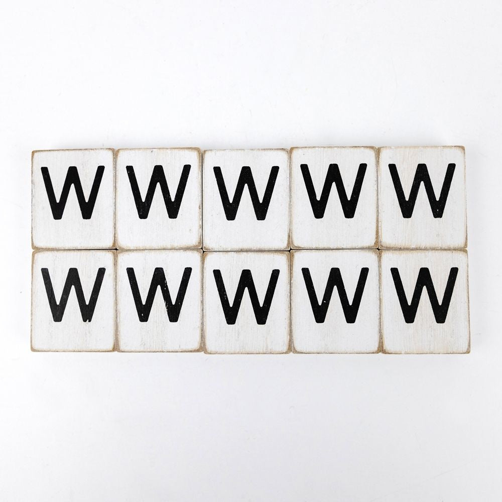 Wood Letter Tiles - "W" White & Black (Set of 10) | Letterboard Collection