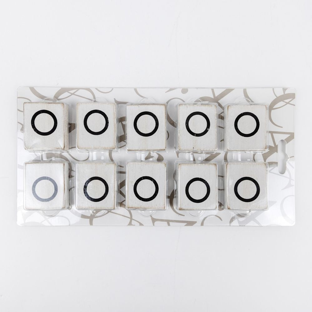 Wood Letter Tiles - "O" White & Black (Set of 10) | Letterboard Collection
